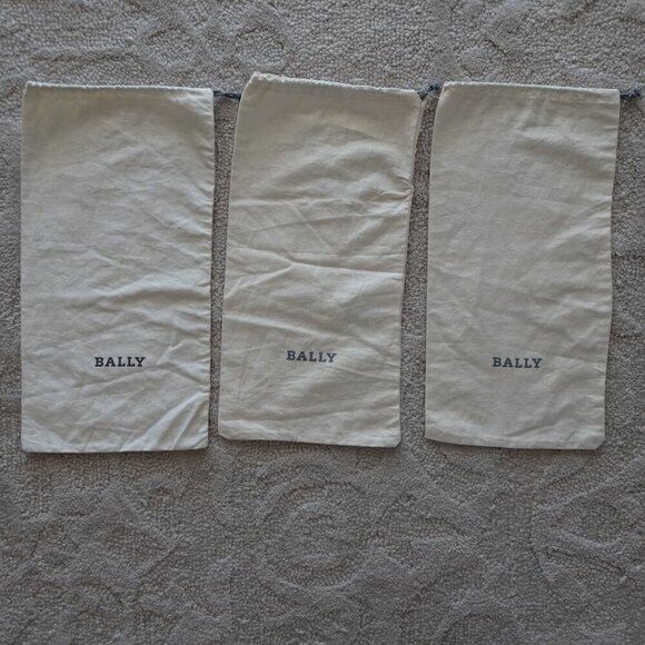 Set of 3 Bally Shoe Purse Dust Bag Drawstring 14”x 7” Beige - Picture 1 of 7